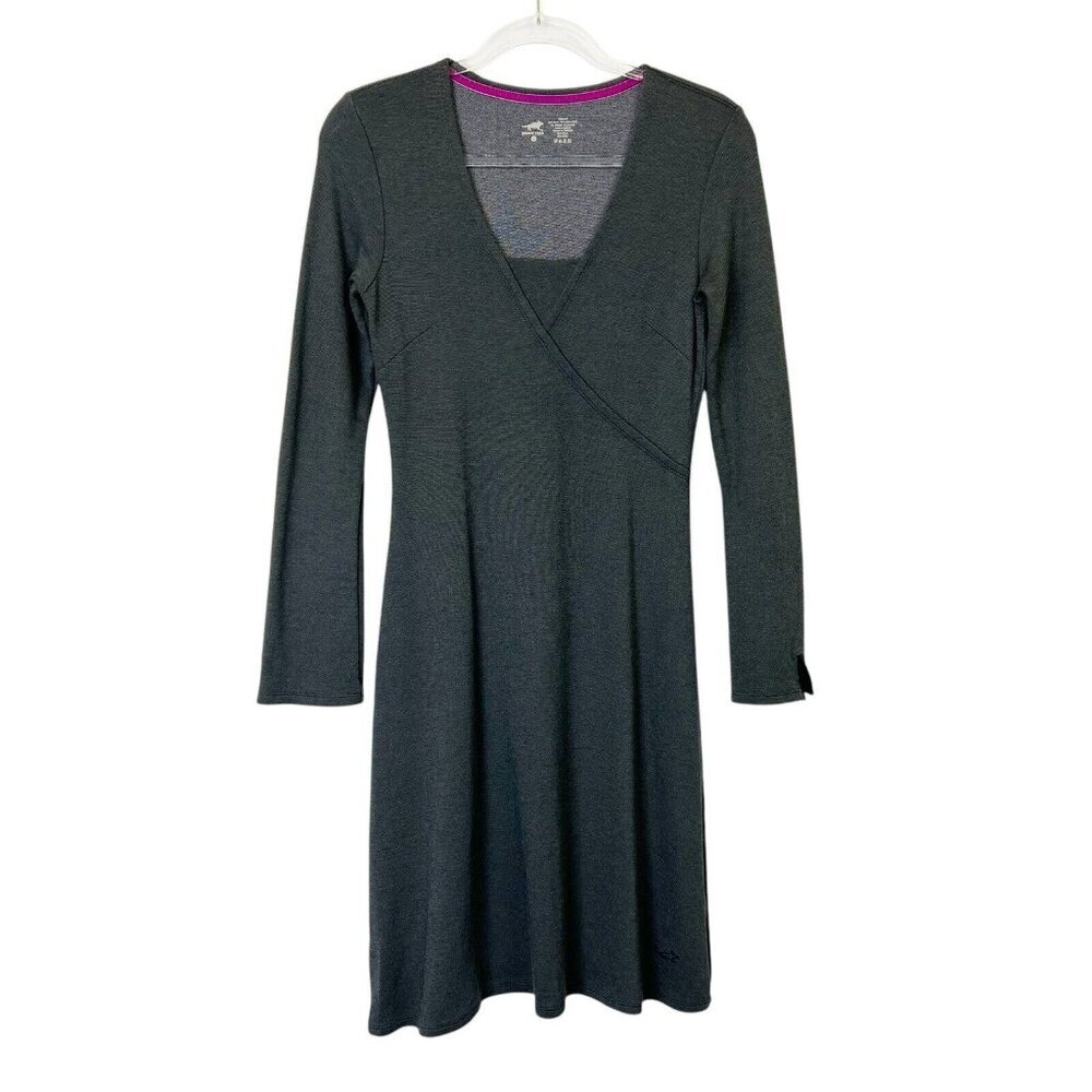 Horny Toad Co Faux Wrap Dress Womens Size Small S Charcoal Gray